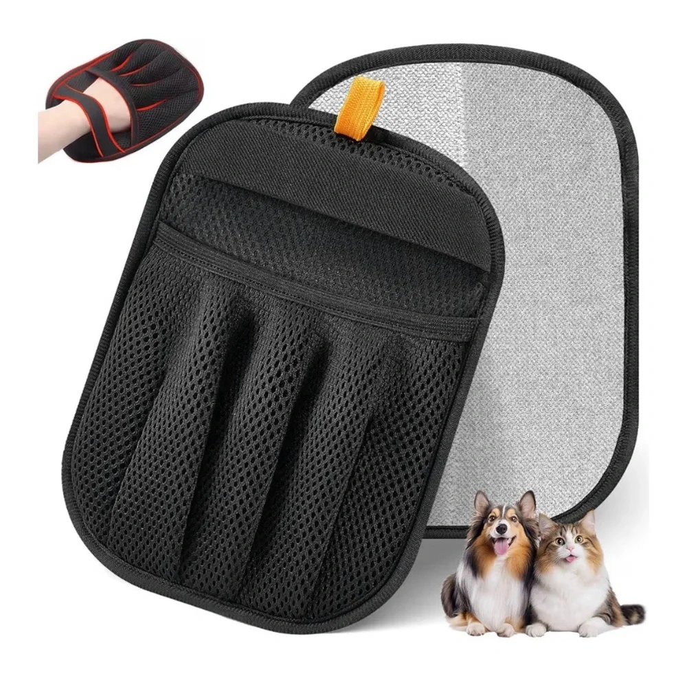 Reusable Lint Remover Glove, Washable, Double Layered, Black/Gray